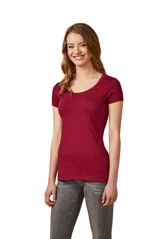 X.O Deep Scoop T-Shirt Damen, Himbeere, L