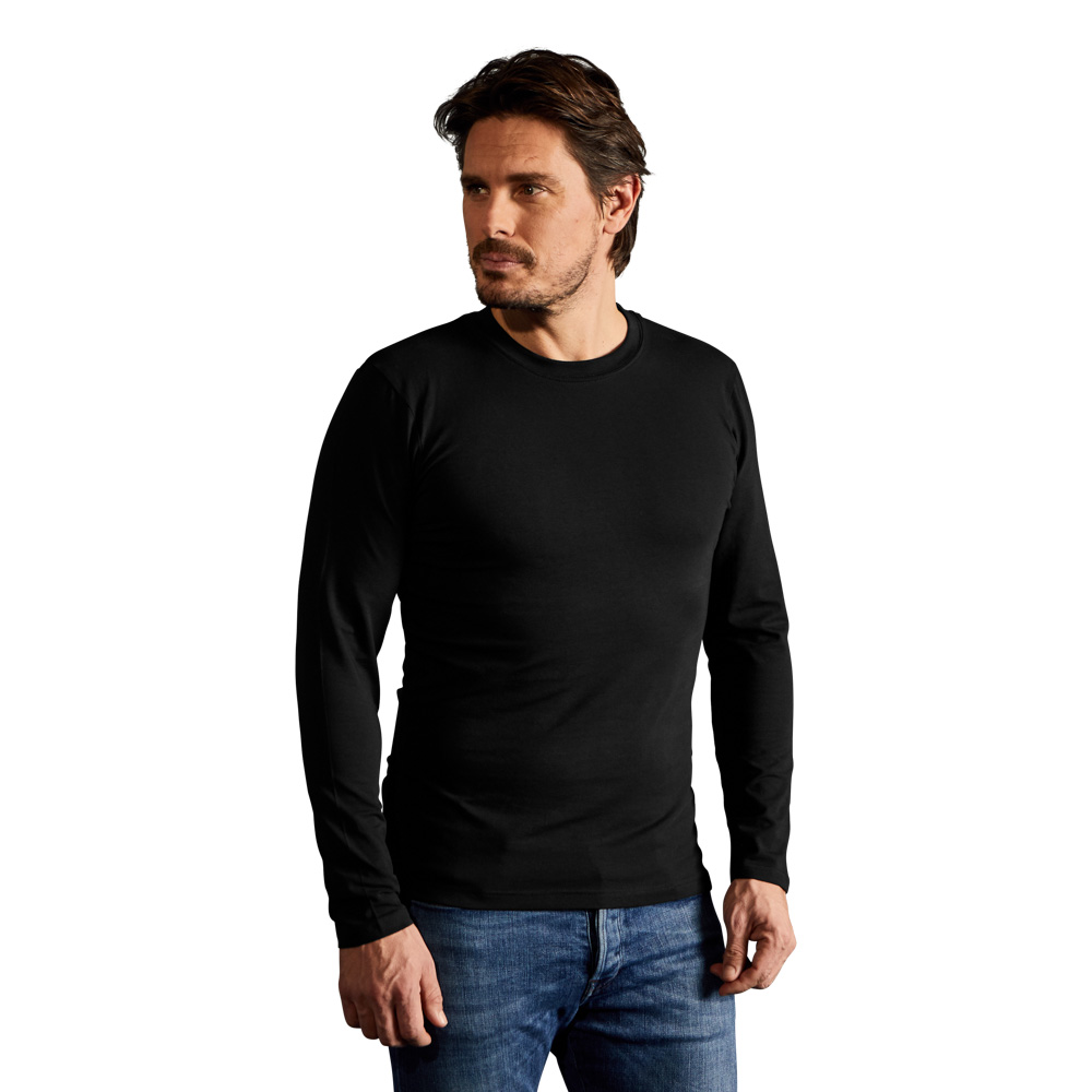 Slim-Fit Langarmshirt Herren, Schwarz, XXL