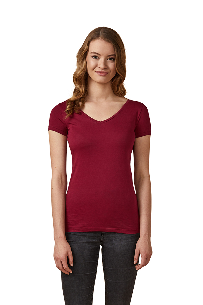 X.O V-Ausschnitt T-Shirt Damen, Himbeere, XL