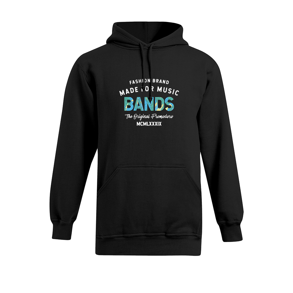 Print "promodoro made for music bands" Heavy Hoodie Plus Size Herren, Schwarz, XXXL
