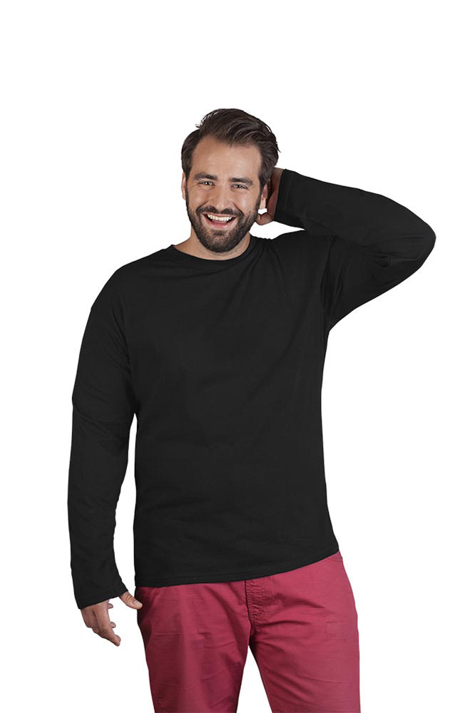 Premium Langarmshirt Plus Size Herren, Schwarz, 4XL