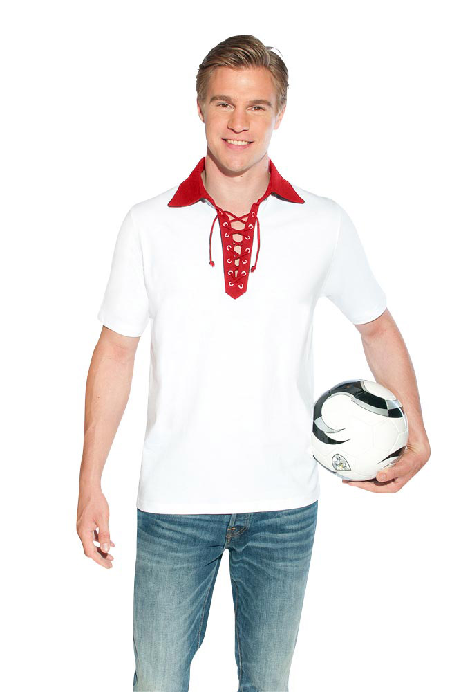 Retro Poloshirt Herren Sale, Weiß-Rot, XXL