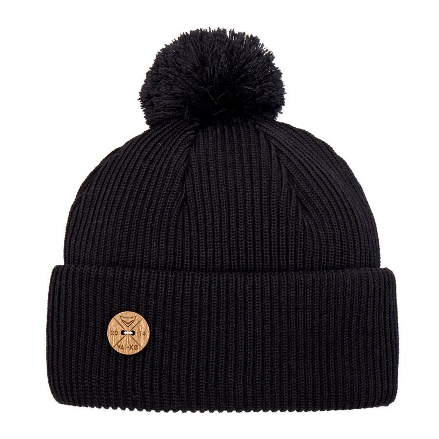 VAI-KØ Timberjack Pom Beanie - Merino Wool, Black