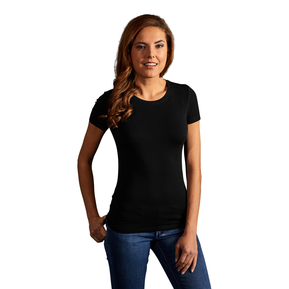 Slim-Fit T-Shirt Damen, Schwarz, L