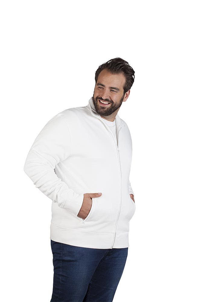 Stehkragen Zip Jacke Plus Size Herren, Weiß, 4XL