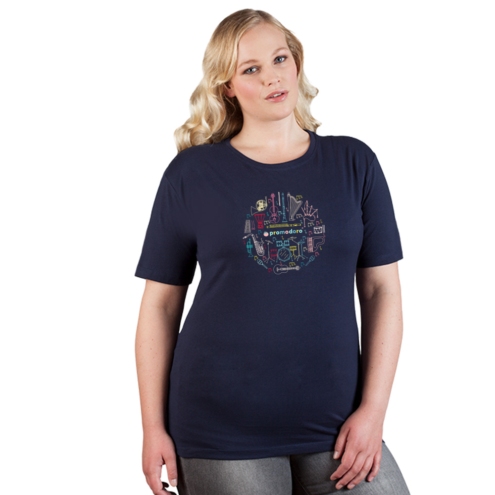 Print "promodoro orchestra" Premium T-Shirt Plus Size Damen, Marineblau, XXXL