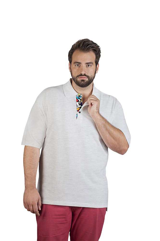 Superior Poloshirt "Graphic" 502 Plus Size Herren, Hellgrau-Melange, XXXL