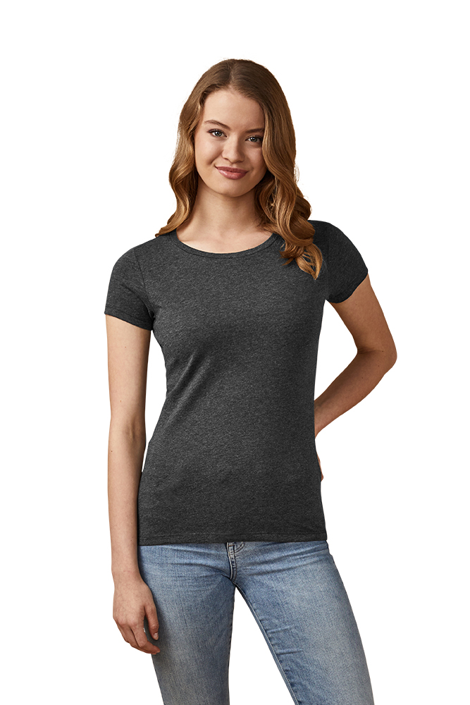 X.O Rundhals T-Shirt Damen, Schwarz-Melange, L