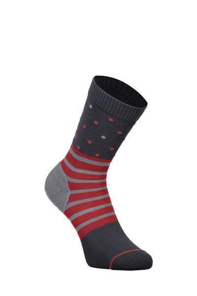 Mons Royale Unisex All Rounder Crew Sock - Merino Wool, Poppy / Charcoal / 35-37