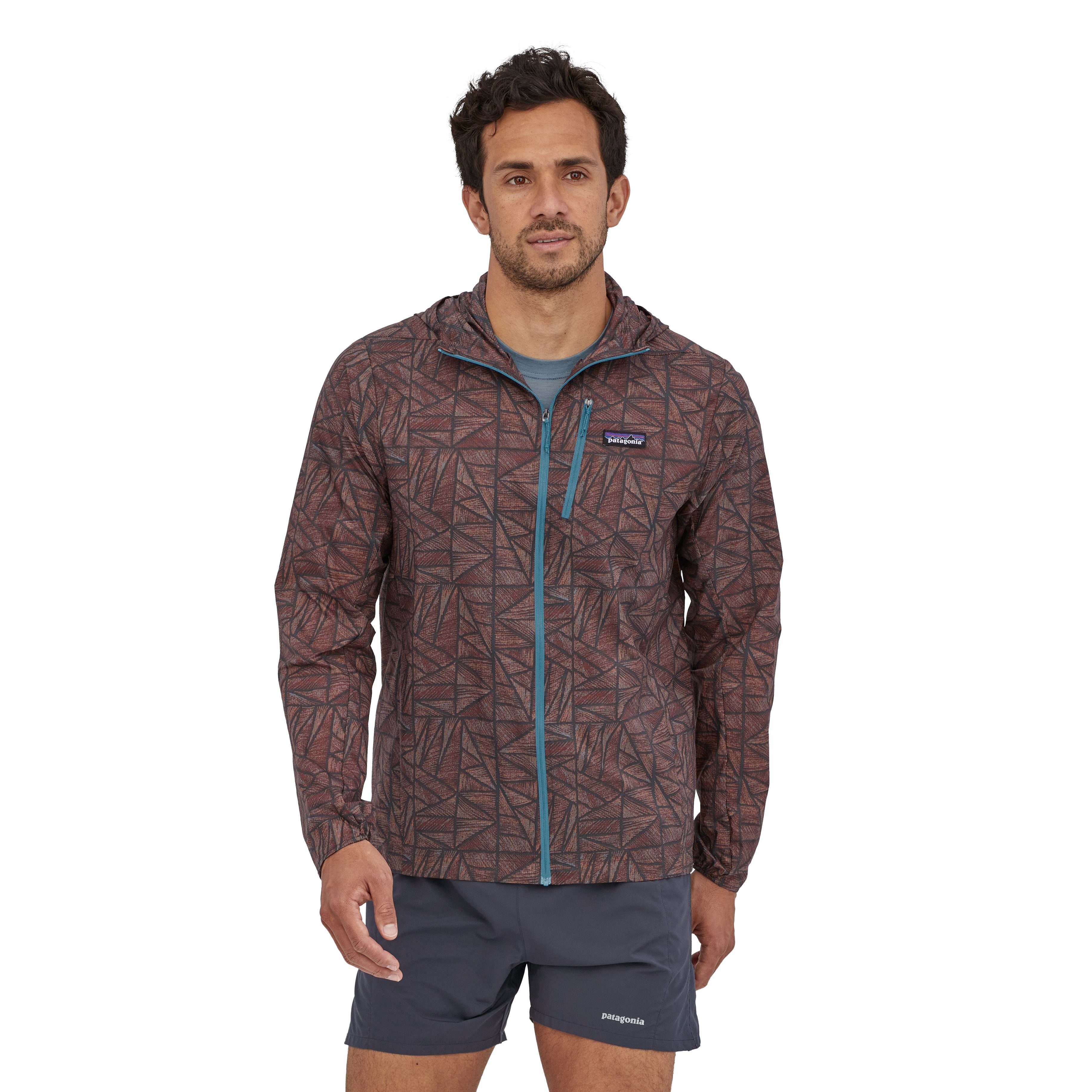Patagonia Men's Houdini® Jacket - 100% Recycled Nylon, Icy Geo Big: Abalone Blue / S