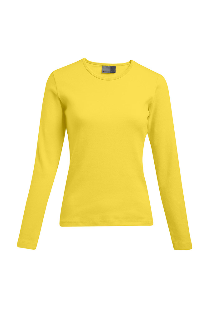 Interlock Langarmshirt Plus Size Damen Sale, Gelb, XXL