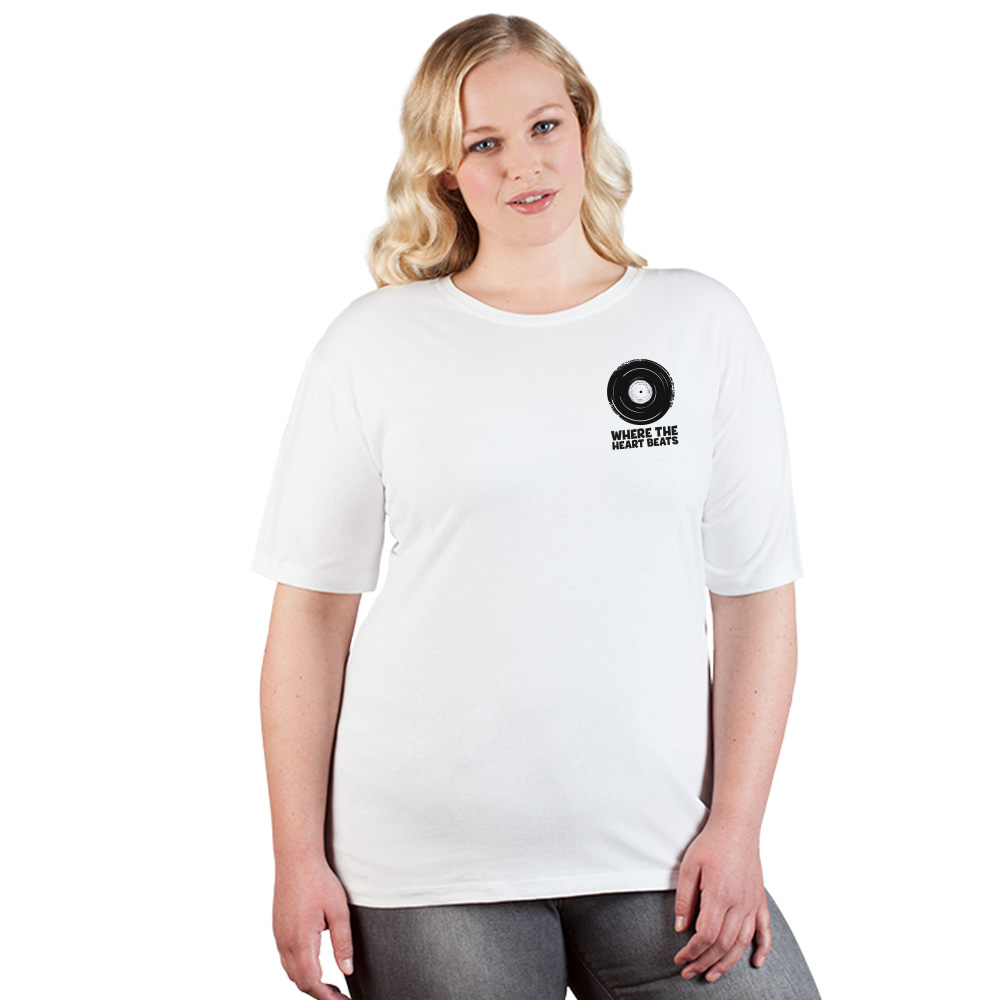Print "promodoro heart beats" Premium T-Shirt Plus Size Damen, Weiß, XXL
