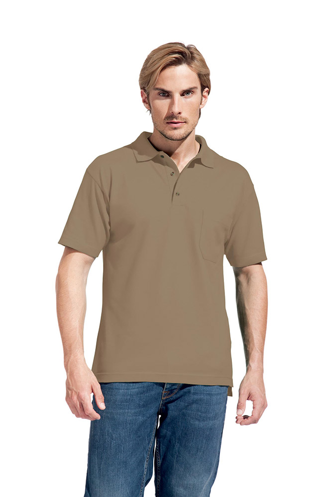 Heavy Poloshirt mit Brusttasche Herren, Hellbraun, XXL