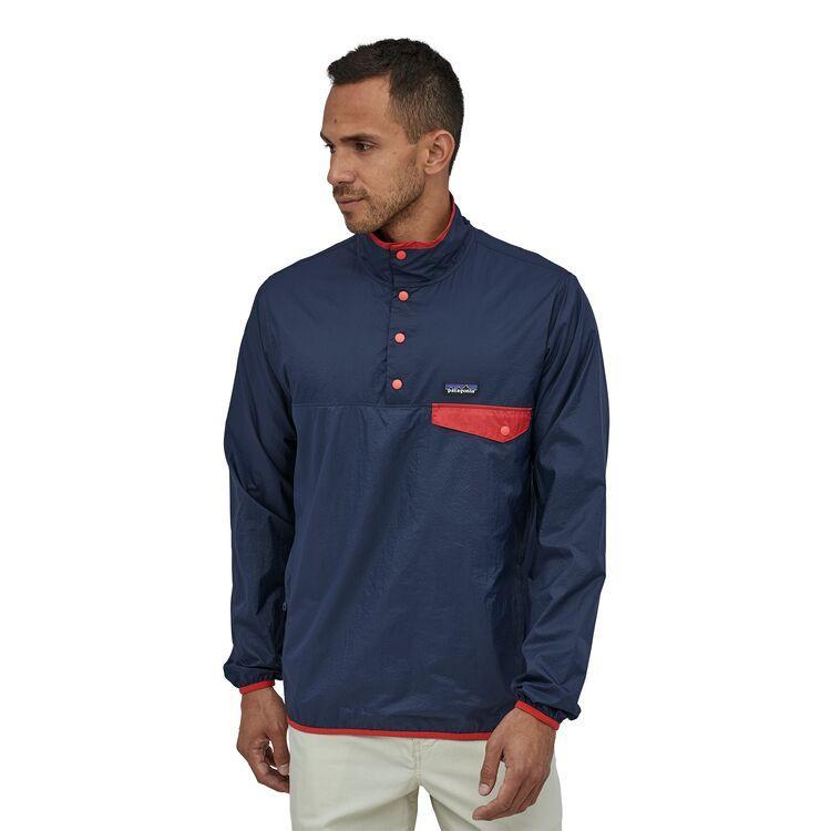 Patagonia Houdini® Snap-T® Pullover - 100% recycled nylon, Stone Blue w/ New Navy / S