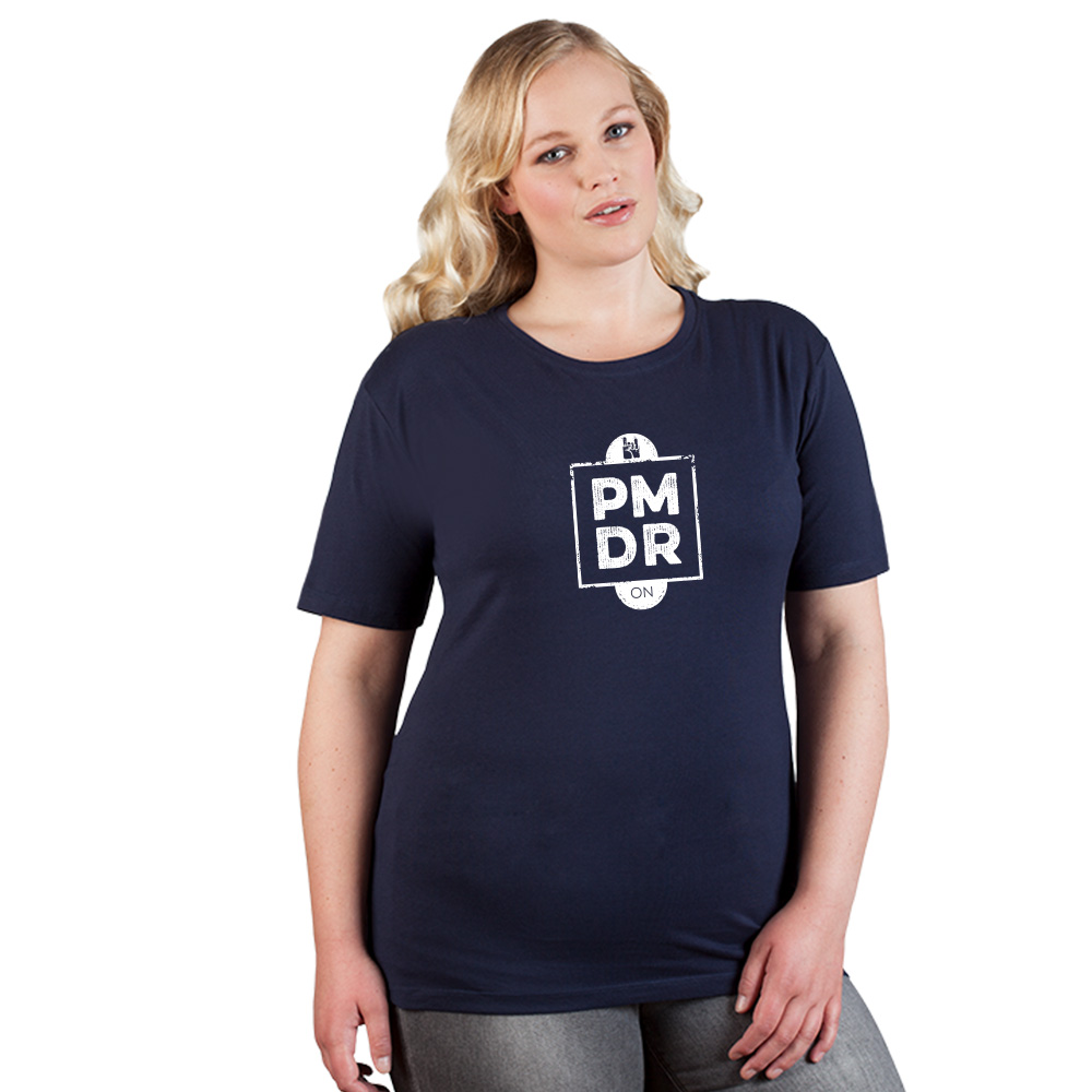 Print "promodoro rock on" Premium T-Shirt Plus Size Damen, Marineblau, XXXL