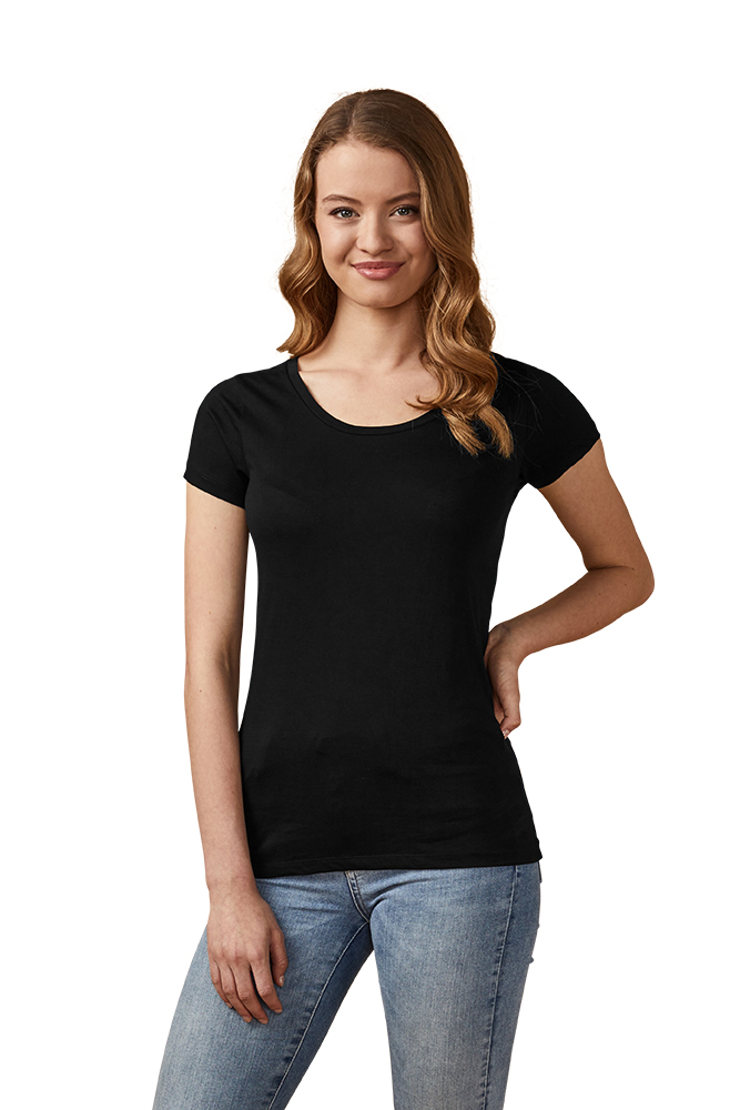 X.O Deep Scoop T-Shirt Damen, Schwarz, L