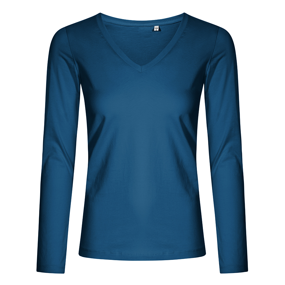 X.O V-Ausschnitt Langarmshirt Plus Size Damen, Petrol, XXXL