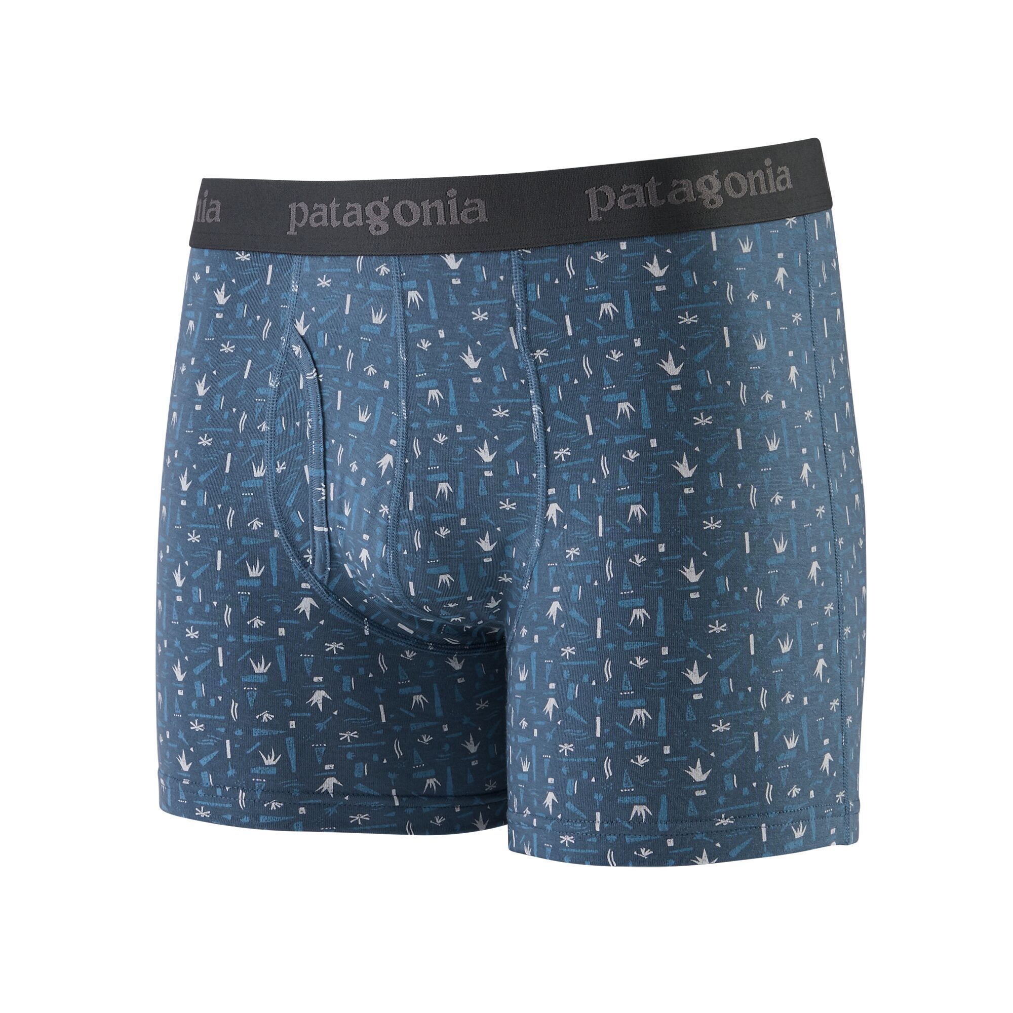 Patagonia Essential Boxer Briefs - From Wood-based TENCEL, Swamp Stamp Multi: Pigeon Blue / S / 3"
