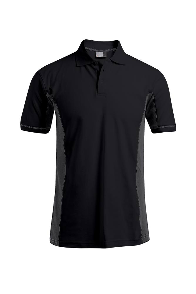 Funktions Kontrast Poloshirt Plus Size Herren, Schwarz-Hellgrau, XXXL