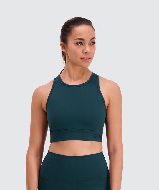 GYMNATION Women's Power Boost Sports Bra, Forest Green / XS