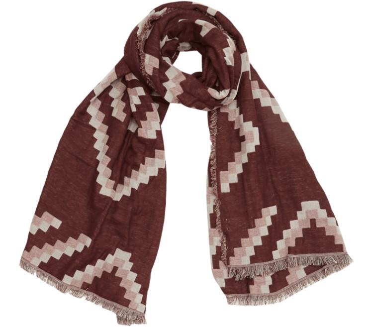 Tentree Organic Cotton Sumatra Blanket Scarf, Silver Cloud Grey / Mulberry